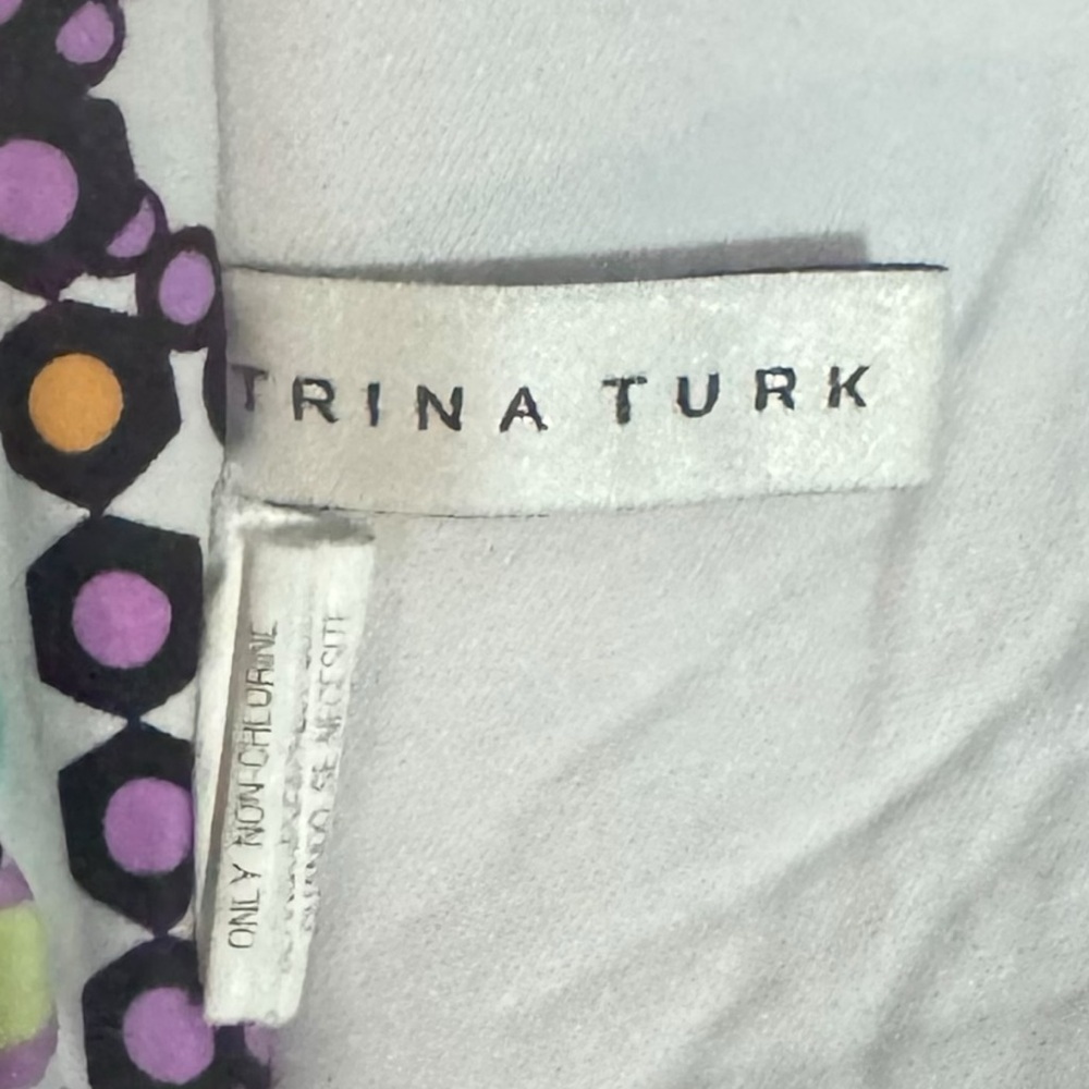 Trina Turk Bikini Top Size 4 Geometric Bandeau Strapless Swimsuit white - Picture 5 of 7